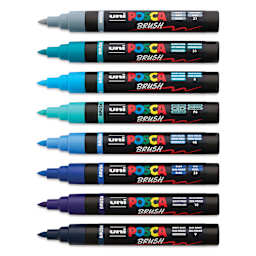 Posca Brush Paint Markers - Set of 8, Cool Tones, Brush Tip, 1 - 4 mm