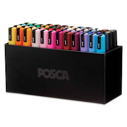 Posca Paint Markers - Set of 48, Assorted Colors, Medium Bullet Tip, 2.5 mm, open case showing contents