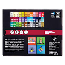 Posca Paint Markers - Set of 36, Assorted Colors, Medium Bullet Tip, 2.5 mm, back of packaging