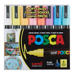 Posca Paint Marker - Soft Colors, Set of 8, Medium Tip, 2.5 mm - front of packaging