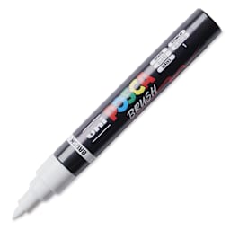 Posca Brush Paint Marker - White, Brush Tip, 1.0 - 4.0 mm, cap off