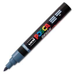 Posca Brush Paint Marker - Slate Grey, Brush Tip, 1 - 4 mm, cap off