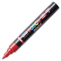 Posca Brush Paint Marker - Red, Brush Tip, 1.0 - 4.0 mm, cap off