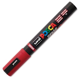 Posca Brush Paint Marker - Dark Red,  Brush Tip, 1 - 4 mm, cap on