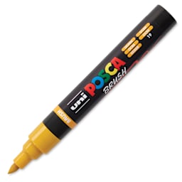 Posca Brush Paint Marker - Ochre, Brush Tip, 1 - 4 mm, cap off