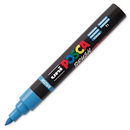 Posca Brush Paint Marker - Turquoise, Brush Tip, 1 - 4 mm, cap off