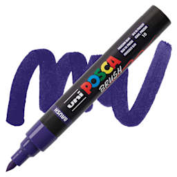 Posca Brush Paint Marker - Prussian Blue, Brush Tip, 1 - 4 mm marker with swatch