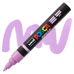 Posca Brush Paint Marker - Lavender, Brush Tip, 1 - 4 mm marker with swatch