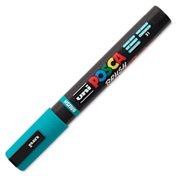 Posca Brush Paint Marker - Emerald Green, Brush Tip, 1 - 4 mm, cap on