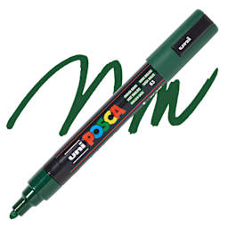 Posca Paint Marker - English Green, Bullet Tip, 2.5 mm - swatch and marker