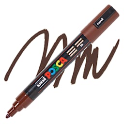Posca Paint Marker - Dark Brown, Bullet Tip, 2.5 mm - swatch and marker