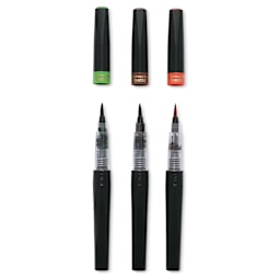 Spectrum Noir Sparkle Glitter Brush Pens - Earthly Natural Colors, Set of 3 (markers with cap off)