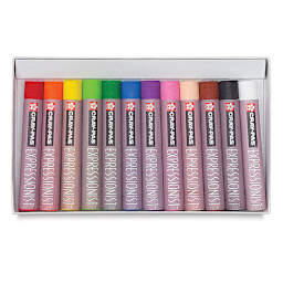 Sakura Cray-Pas Expressionist Oil Pastels - Set of 12. Inner tray of pastels.