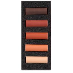 Rembrandt Soft Pastels Set of 5, Burnt Sienna, Half-Sticks. In package.