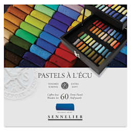 Sennelier Soft Pastels - Set of 60, Assorted Colors, Half-Sticks, Black Wood Box, front of pack