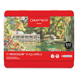 Caran d'Ache Neocolor II Aquarelle Artists' Pastels - Blick Exclusive! Set of 15, Botanical and Earth Tones, front of packaging