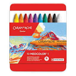 Caran d'Ache Neocolor I Wax Pastels - Front of package of Set of 10 Pastels