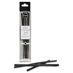 Coates Premium Artist's Willow Charcoal - Medium, Box of 25, charcoal with packaging