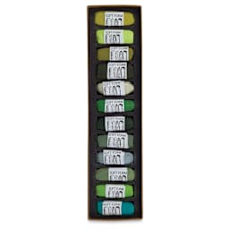 Mood for Green, Set of 12 Pastels in Tray