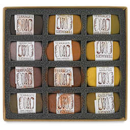 Townsend Terrages Pastel Set of 12 Earth Colors shown in cushioned open box