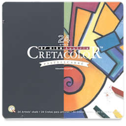 Cretacolor Pastel Carre Hard Pastel Set - Set of 24, Basic Colors, Tin Box front of package