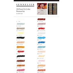 Sennelier Oil Pastel Set - Portrait Colors, Set of 24 - color chart