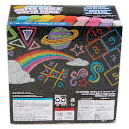 Crayola Washable Sidewalk Super Chalk - Puck Chalk, Set of 10, back of the packaging