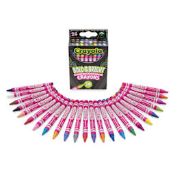 Crayola Construction Paper Crayons - Bold and Bright Colors, Set of 24, contents and packaging