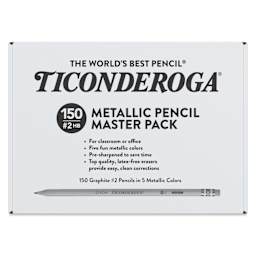 Dixon Ticonderoga Pencils - Box of 150, Metallic, Pre-Sharpened, front of packaging