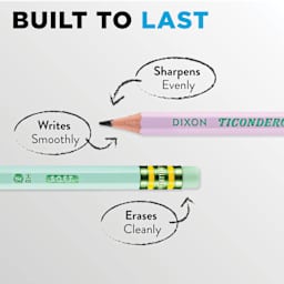 Built to last. Sharpens evenly. Writes smoothly. Erases Cleanly.