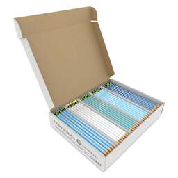 Dixon Ticonderoga Pencils - Box of 150, Arctic Blues, Pre-Sharpened, open packaging showing contents
