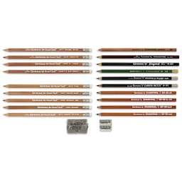 General's Classic Drawing and Sketching Kit No. 20, contents laid out