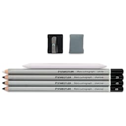 Staedtler Mars Lumograph Charcoal Pencils - Set of 7, contents
