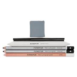 Staedtler Mars Lumograph Charcoal Pencils - Set of 7, Charcoal Sketching Set, contents
