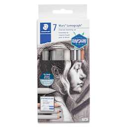 Staedtler Mars Lumograph Charcoal Pencils - Set of 7, Charcoal Sketching Set, front of packaging