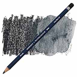 Derwent Watercolor Pencil - Ivory Black pencil and swatch