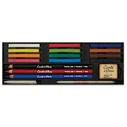 Conté à Paris Colour Pastel Studio Set - Set of 18, open showing contents