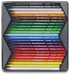 Cretacolor Woodless Watercolor Pencils, Set of 24 shown open in tray 