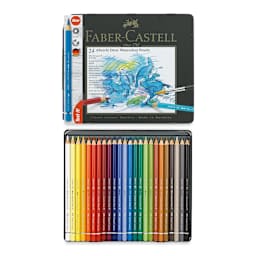 Faber-Castell Albrecht Durer Watercolor Pencils - Set of 24 (front of package and set contents)