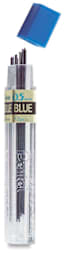 Pentel Hi-Polymer Colored Leads - Tube of 12 blue leads shown upright with cap removed