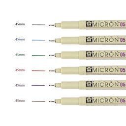 Sakura Pigma Micron Pens - Set of 6, Assorted Colors, 05 swatches of color