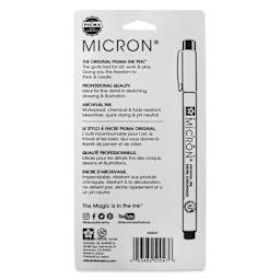 Sakura Pigma Micron Pens - Set of 4, Black and Sepia, Extra Fine Sizes, back of packaging