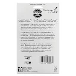 Sakura Manga Comic Pro Set - Sketching & Ink Set, Set of 6, back of packaging