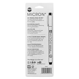 Sakura Pigma Micron Pens - Set of 3, Black, Bold Sizes, back of packaging