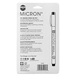 Sakura Pigma Micron Pens - Set of 6, Black, Fine and Bold Sizes, back of packaging