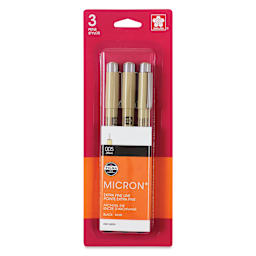 Sakura Pigma Micron Pens - Set of 3, Black, 005, packaging