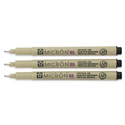 Sakura Pigma Micron Pens - Set of 3, Black, 05 (set contents with caps off)