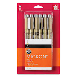 Sakura Pigma Micron Pens - Set of 6, Black, 01, packaging