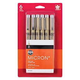 Sakura Pigma Micron Pens - Set of 6, Black, 05, packaging
