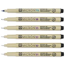 Sakura Pigma Micron Pens - Set of 72, Black, Assorted Sizes, size pens with cap off